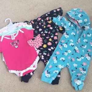 Fleece jump suits plus body suit set